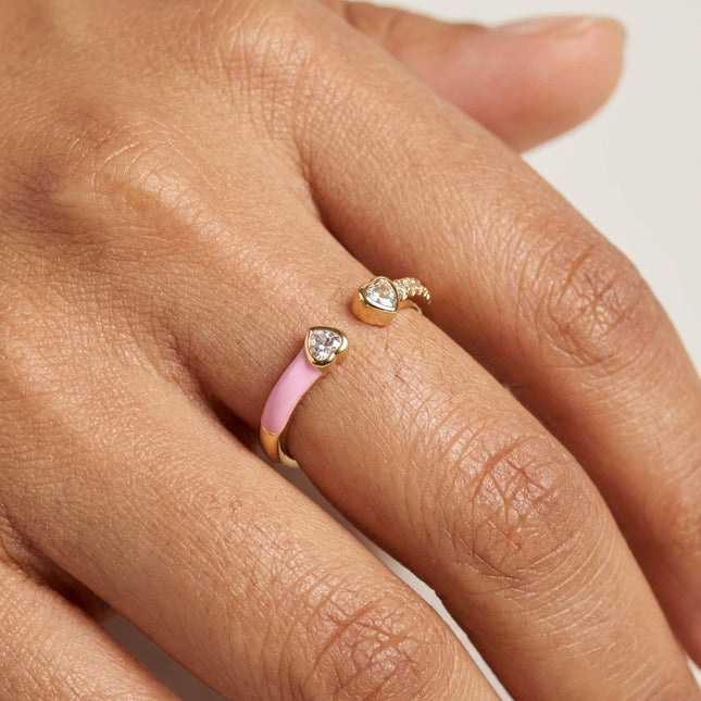 Twin Heart Ring - Pink