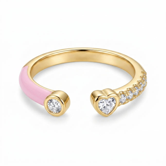 Twin Heart Ring - Pink