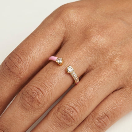 Twin Heart Ring - Pink