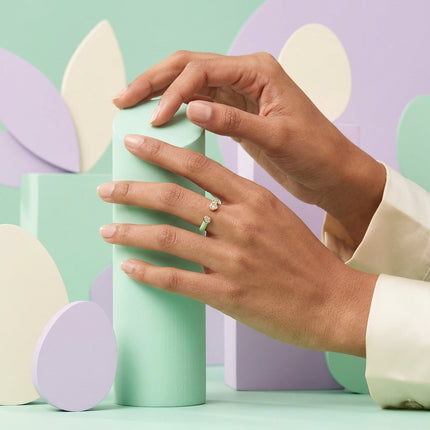 Twin Heart Ring - Mint Green