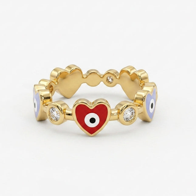Heart Evil Eye Ring