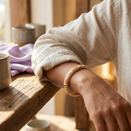 Rose Blush Glow Enamel Bangle
