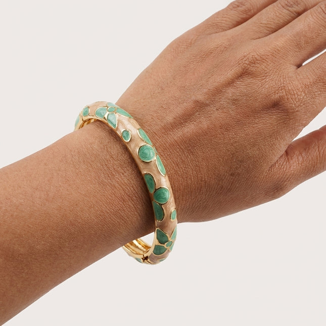 Mint Blossom Enamel Bangle