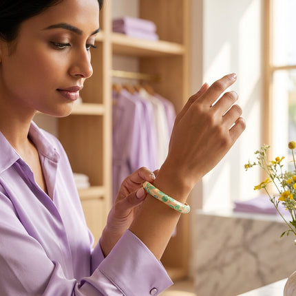 Mint Blossom Enamel Bangle