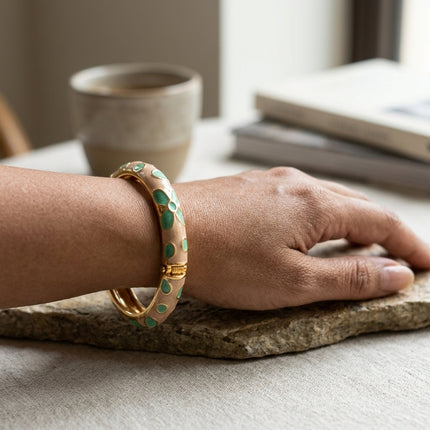Mint Blossom Enamel Bangle