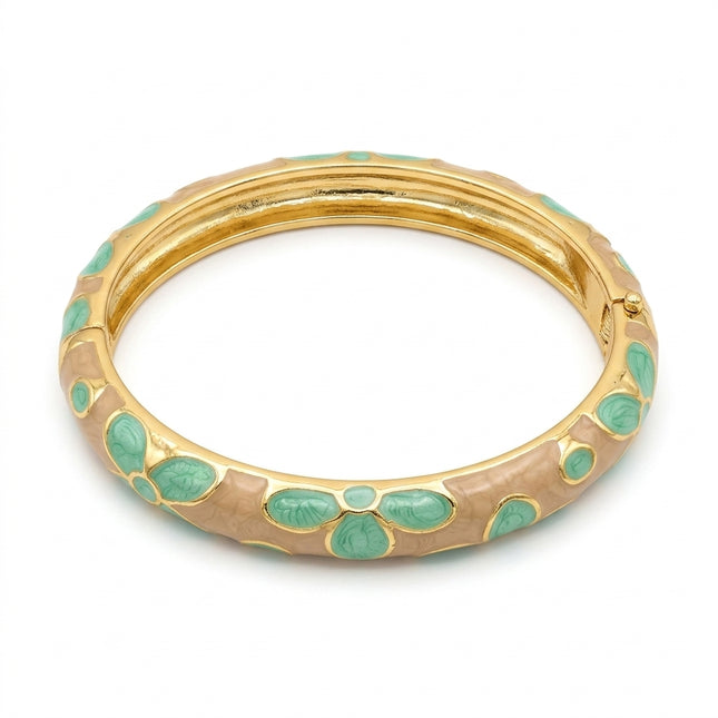 Mint Blossom Enamel Bangle