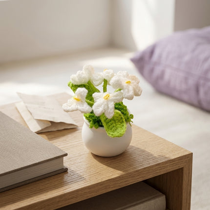 Crochet Mini Flower Pot - White