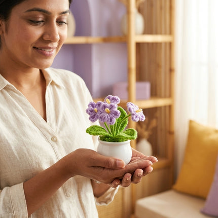 Crochet Mini Flower Pot - Lavender