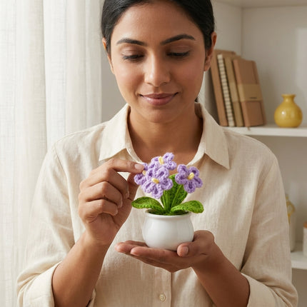 Crochet Mini Flower Pot - Lavender