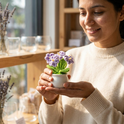 Crochet Mini Flower Pot - Lavender