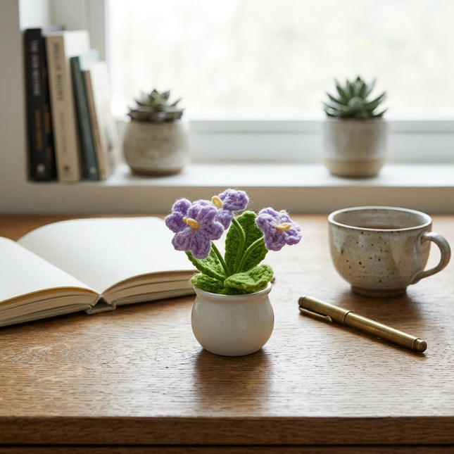 Crochet Mini Flower Pot - Lavender