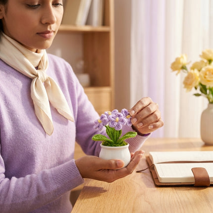 Crochet Mini Flower Pot - Lavender