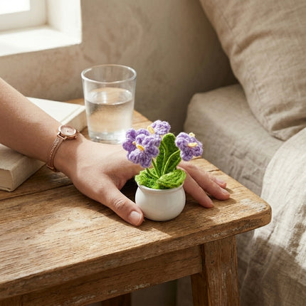 Crochet Mini Flower Pot - Lavender