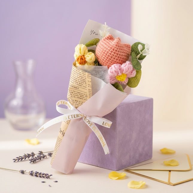 Crochet Tulip Bouquet - Pastel Bloom