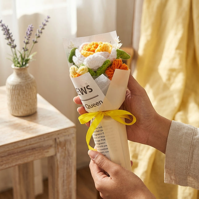 Crochet Tulip Bouquet - Golden Glow