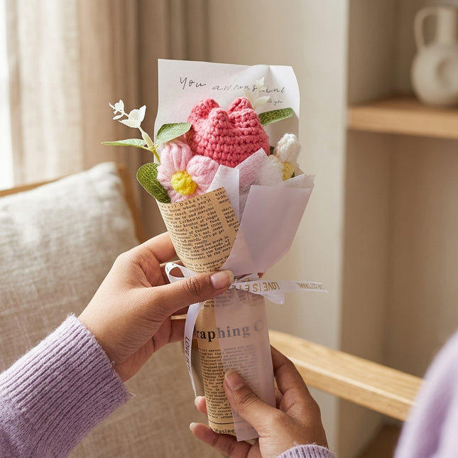 Crochet Tulip Bouquet - Blush Bloom