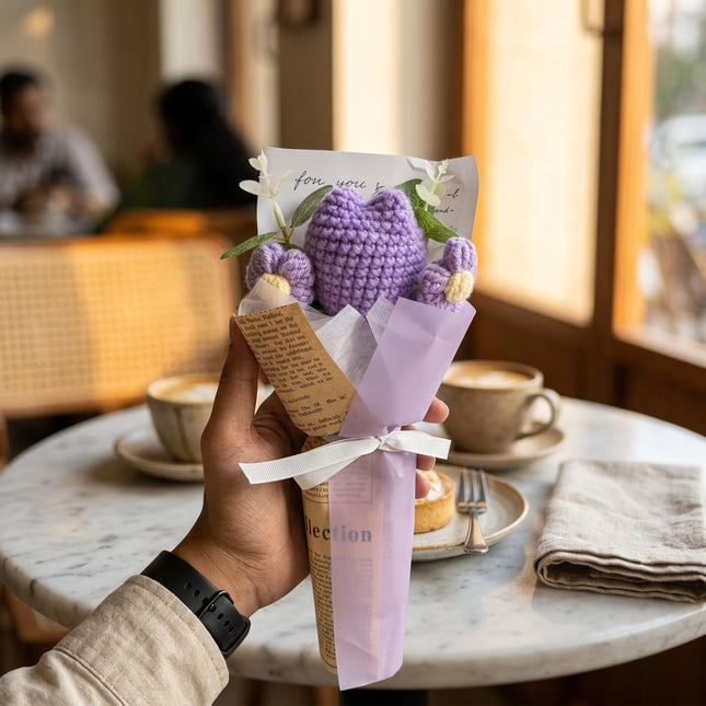 Crochet Tulip Bouquet - Lavender Bloom