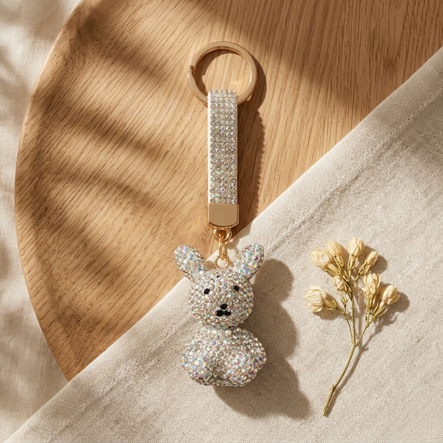 Bunny Rhinestone Keychain