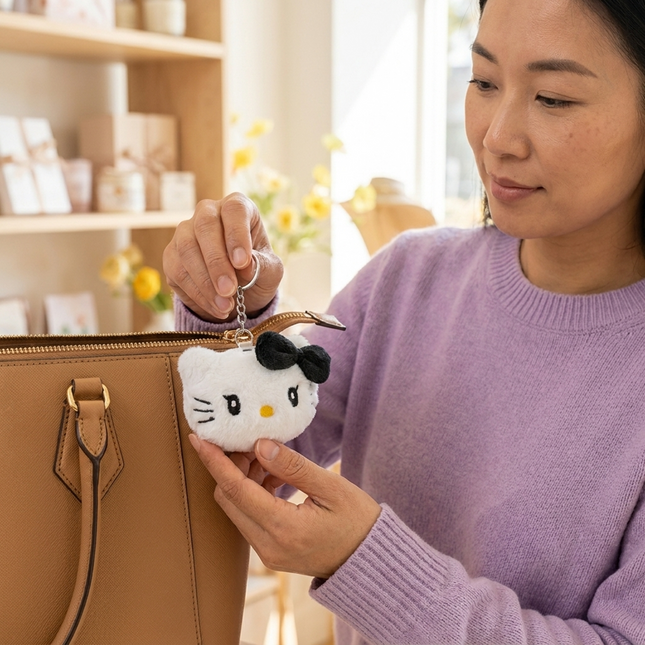 Kitty in Midnight Bow Bag Charm