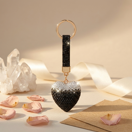 Rhinestone Heart Bag Charm (Midnight Sparkle)