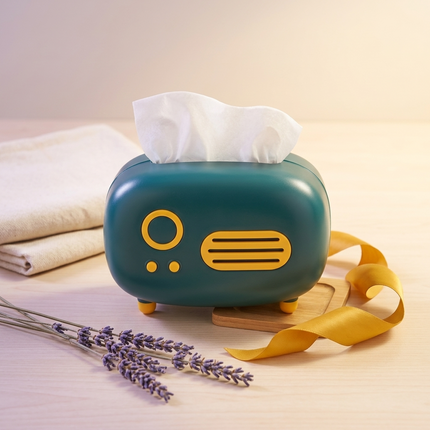 Vintage Radio Tissue Box (Teal)