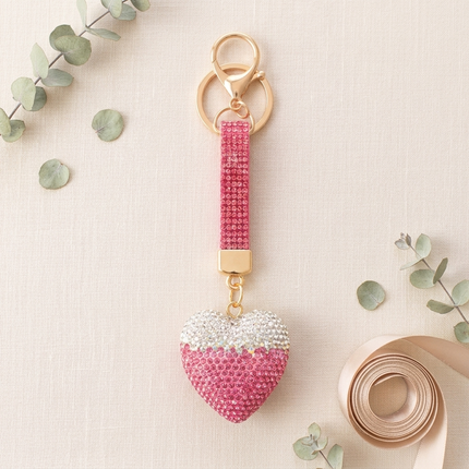Rhinestone Heart Bag Charm (Blush Pink)