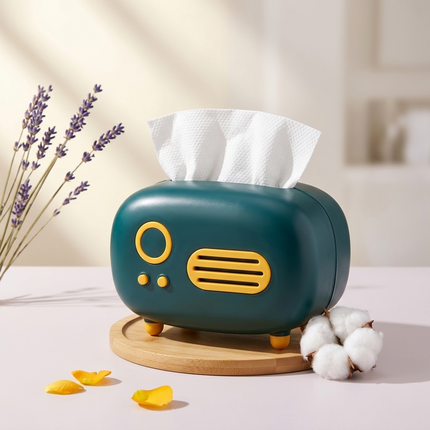 Vintage Radio Tissue Box (Teal)