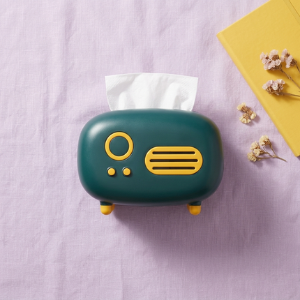 Vintage Radio Tissue Box (Teal)