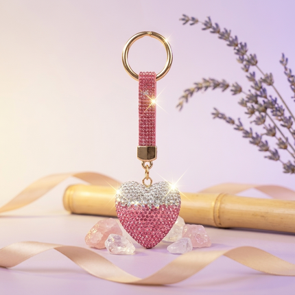 Rhinestone Heart Bag Charm (Blush Pink)