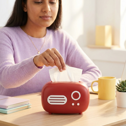 Vintage Radio Tissue Box (Red)
