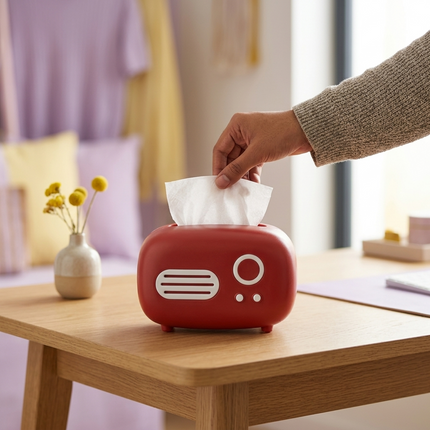 Vintage Radio Tissue Box (Red)