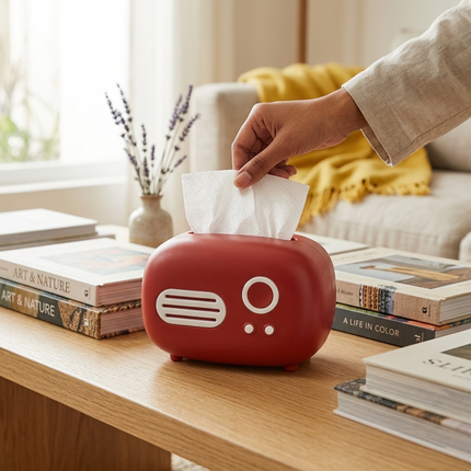 Vintage Radio Tissue Box (Red)