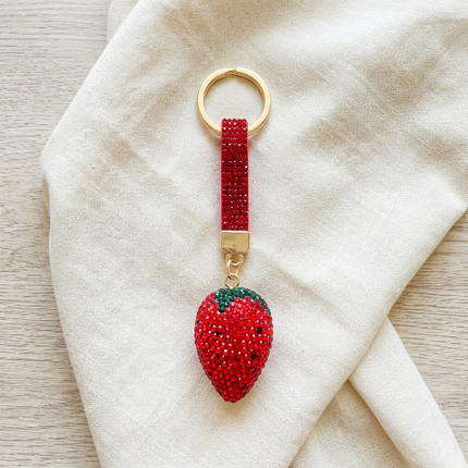 Rhinestone Strawberry Bag Charm