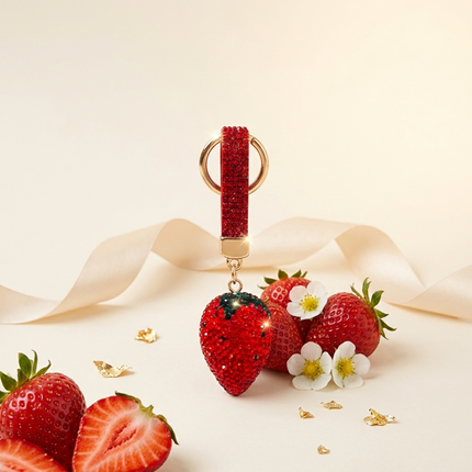 Rhinestone Strawberry Bag Charm