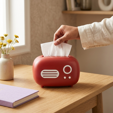 Vintage Radio Tissue Box (Red)