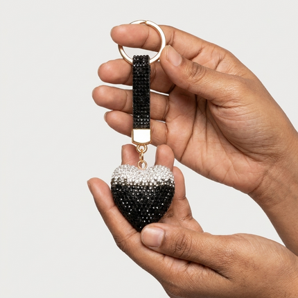 Rhinestone Heart Bag Charm (Midnight Sparkle)