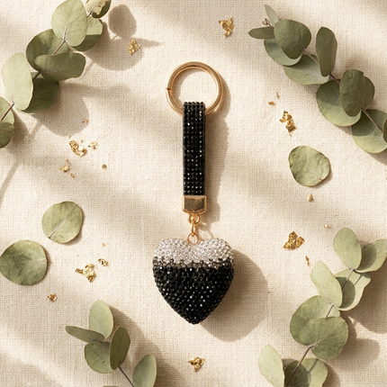 Rhinestone Heart Bag Charm (Midnight Sparkle)