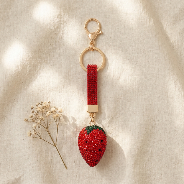 Rhinestone Strawberry Bag Charm