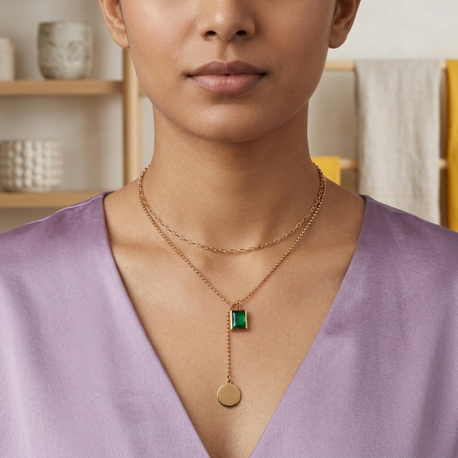 Emerald Charm Necklace
