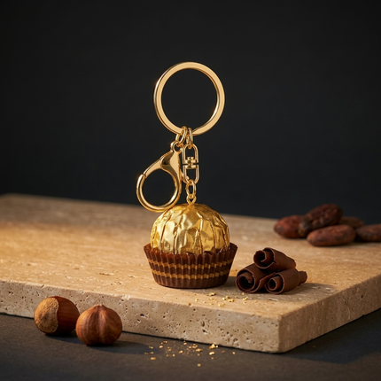 Golden Chocolate Charm Keychain