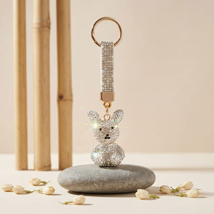 Bunny Rhinestone Keychain